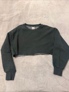 Aritzia Cropped Crewneck Sweater - Dark Green